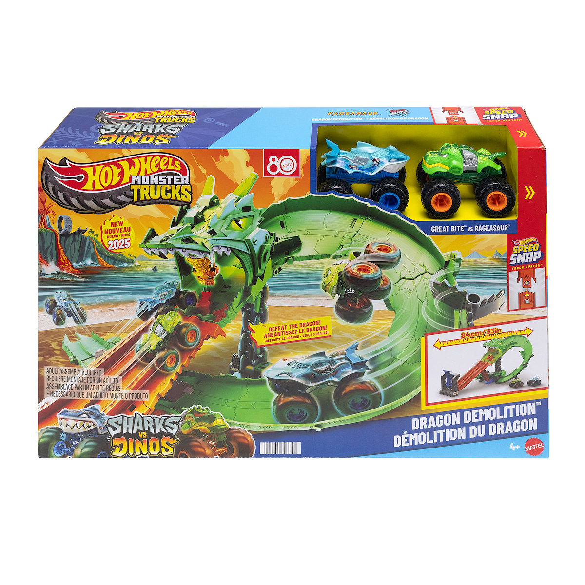 Hot Wheels Monster Trucks Sharks vs Dinos Dragon Destruction Hot Wheels Monster Trucks Sharks vs Dinos Dragon Destruction