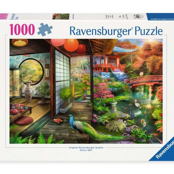 Puzzel 1000 stukjes Theehuis in Japanse tuin
