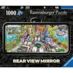 Puzzel 1000 st. Comic Rear View Mirror - Politie achtervolgi