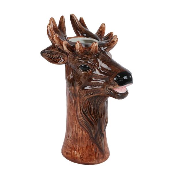 Vaas Hert bruin aardewerk 18x16,5x24cm