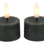 Countryfield LED Theelicht rustiek 4cm 2 stuks - d.groen