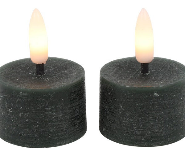 Countryfield LED Theelicht rustiek 4cm 2 stuks - d.groen