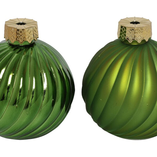 Countryfield Kerstbal ro Stripe a2 groen Ø10cm