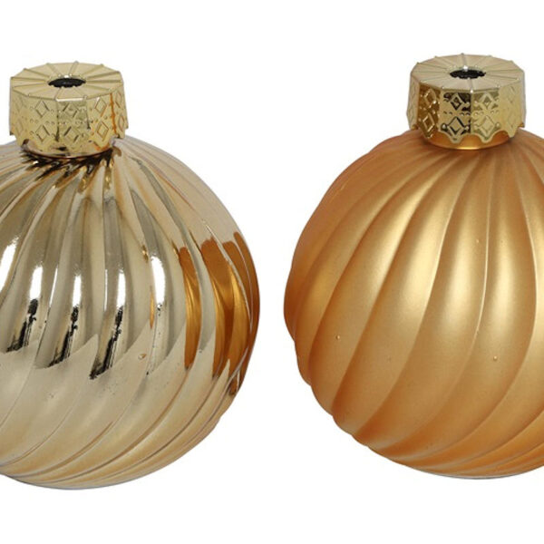 Countryfield Kerstbal ro Stripe a2 goud Ø10cm