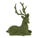 Countryfield Hert zittend gevlokt Mea S groen 20x10x24cm
