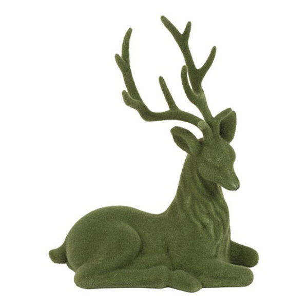 Countryfield Hert zittend gevlokt Mea S groen 20x10x24cm