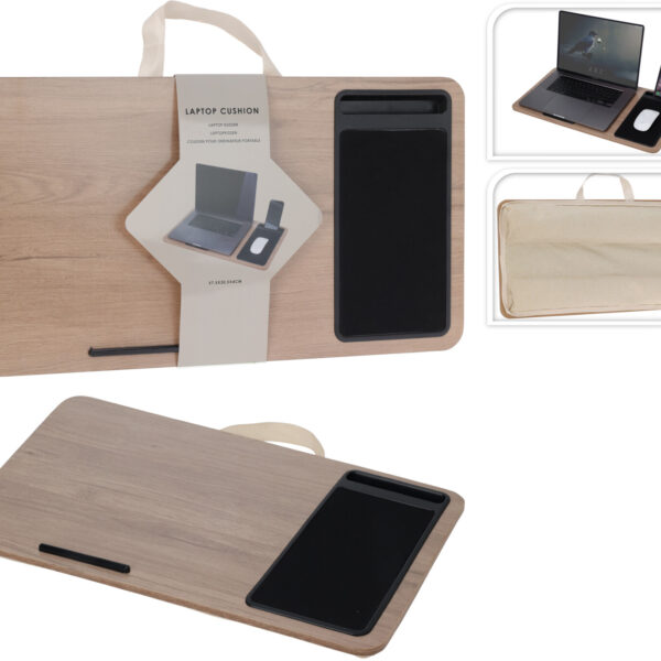 Laptop tray met kussen 575x305x40mm - bruin