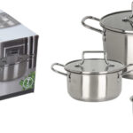 EH Pannenset RVS met glazen deksel set 7-delig