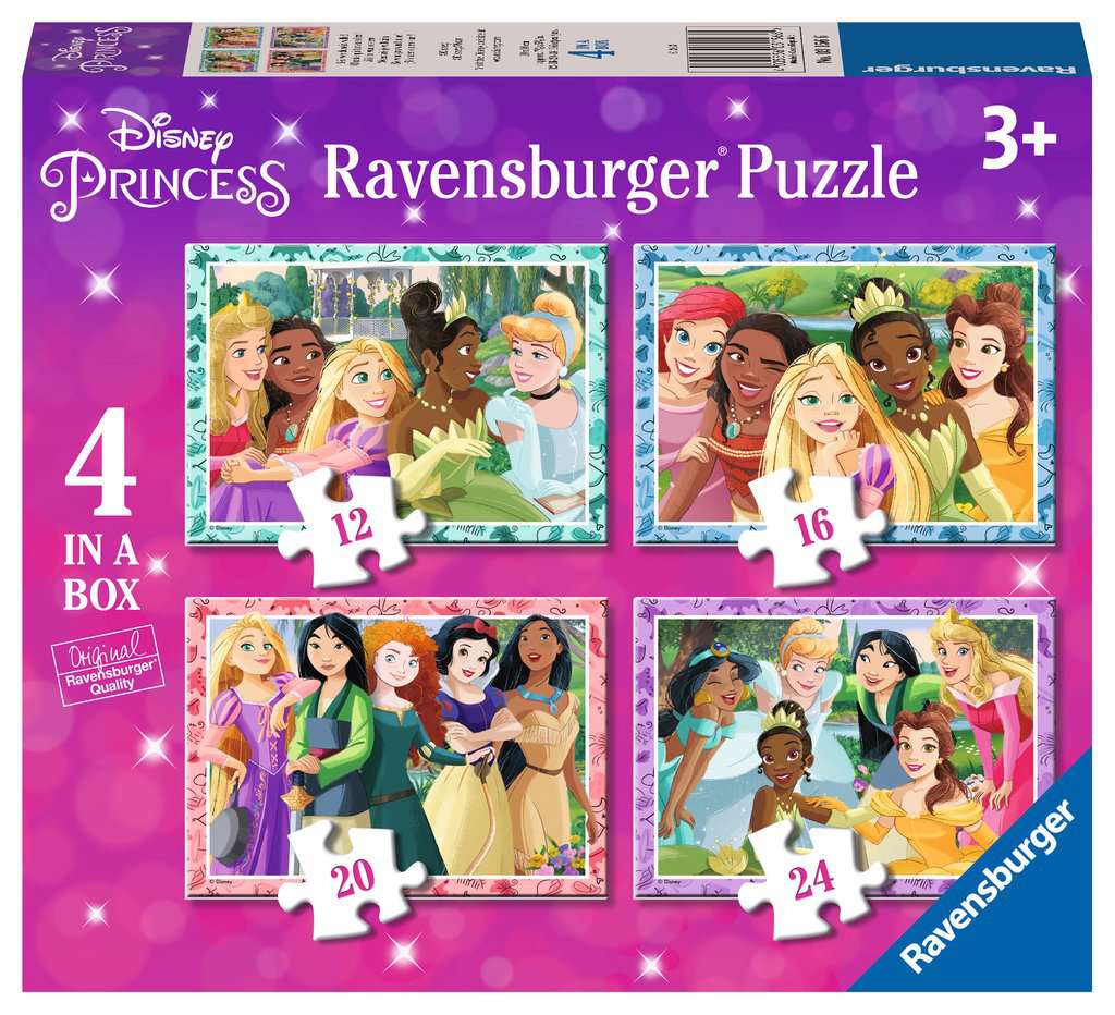 4 puzzels 12+16+20+24 stukjes - Disney Princess 4 puzzels 12+16+20+24 stukjes - Disney Princess