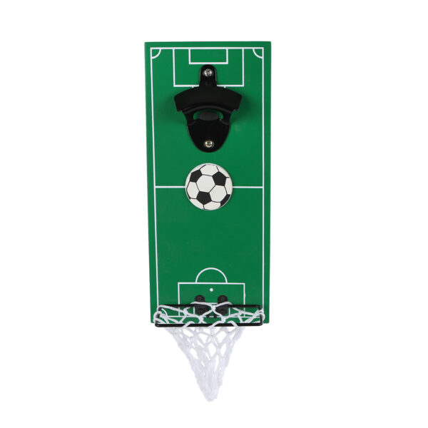 Bieropener Football groen hout/metaal 12x28x7cm