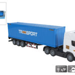 2-Play Vrachtwagen met oplegger frictie licht en geluid 38cm