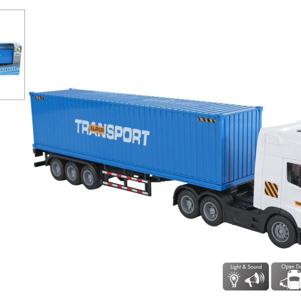 2-Play Vrachtwagen met oplegger frictie licht en geluid 38cm