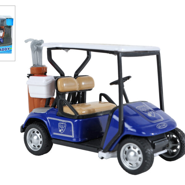 2-Play golf caddy met golfclubs die cast pull back 10cm