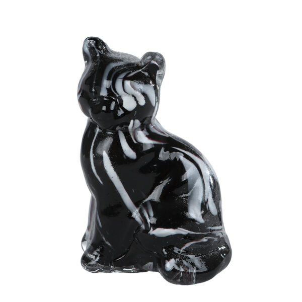 Sculptuur Kat grijs/zwart glas 6,5x5x10cm