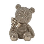 Sculptuur Teddybeer glinster goud polystone 10x8x13cm