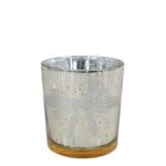 Theelichthouder Strik S goud glas 7,5x7,5x8cm