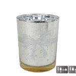 Theelichthouder Strik M goud glas 10x10x12,5cm