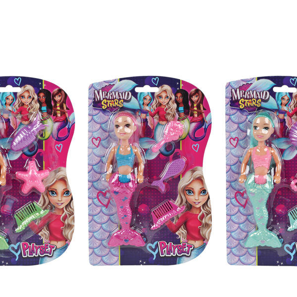Mermaid Stars mermaid met 3 accessoires 3ass 17cm