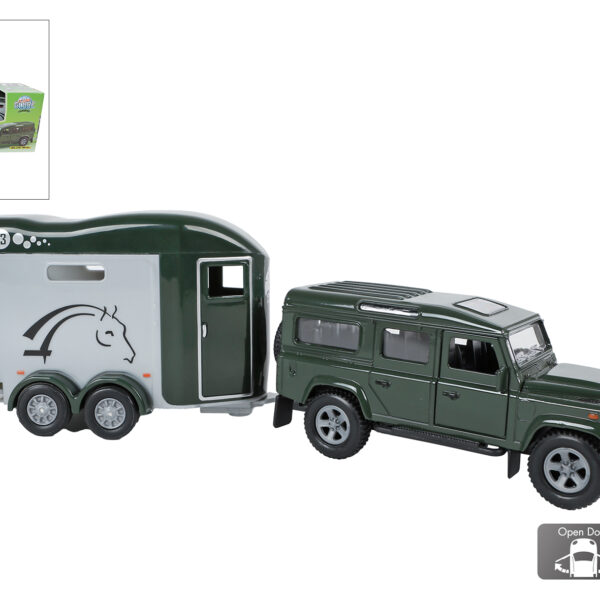 Kids Globe Land Rover met Cheval Liberte paardentrailer 26cm