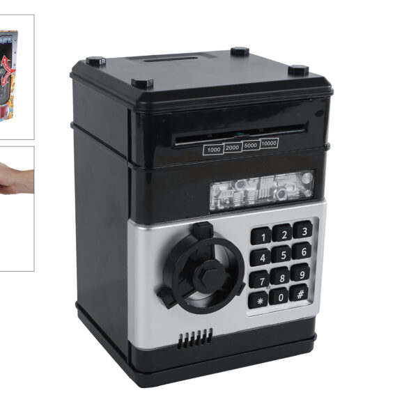 Geldkluis met geheime code en licht en geluid 19,5cm zwart