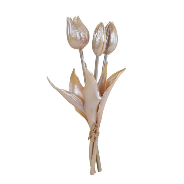 Kunstbloem Tulp 3x champagne goud PE 25cm