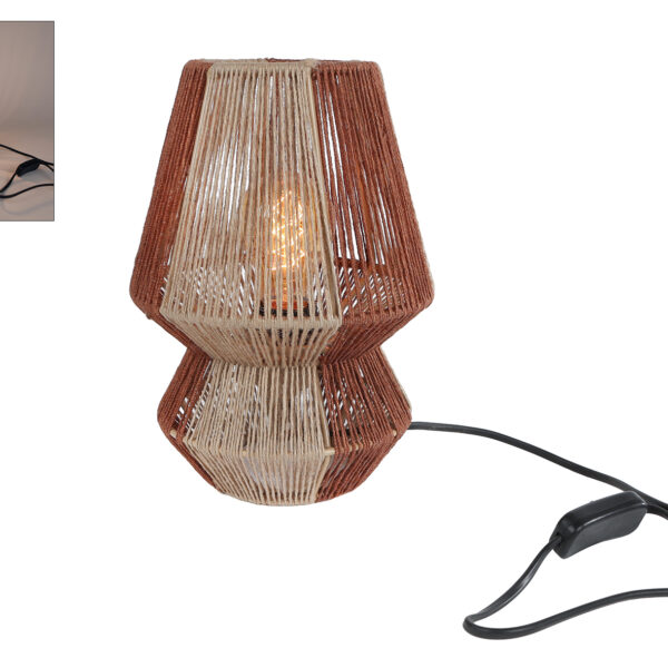 Tafellamp Febe S beige/terra metaal/jute 18x18x25,5cm