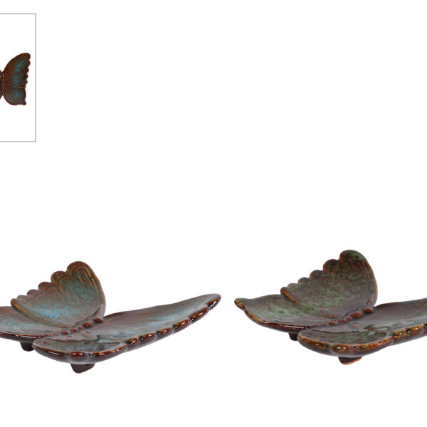 Sculptuur Butterfly S blauw/groen a2 aardew 12,5x12x3cm