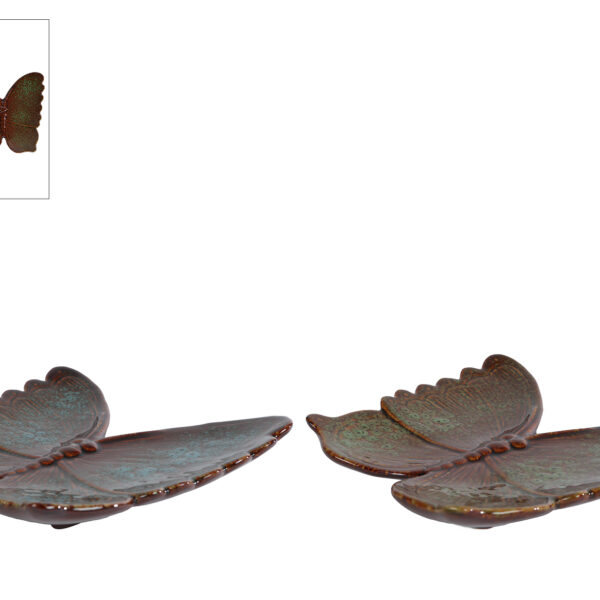 Sculptuur Butterfly L blauw/groen a2 aardew 18x17x3,5cm