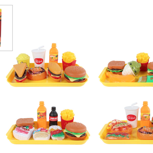 Speelset fastfood Mini Menu 8/9 delig 4ass 10x16,5cm