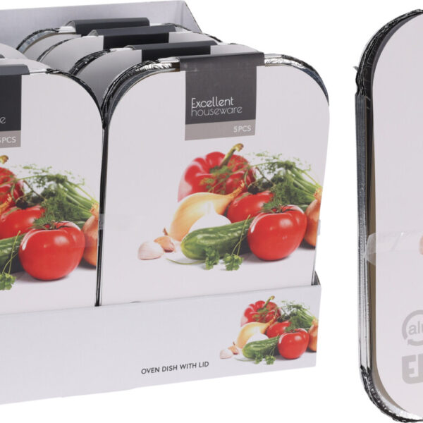 Bereidingsbak met deksel 26x19x6cm 5 stuks