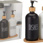 Zeepdispenser set glas 2x500ml incl. onderzetter