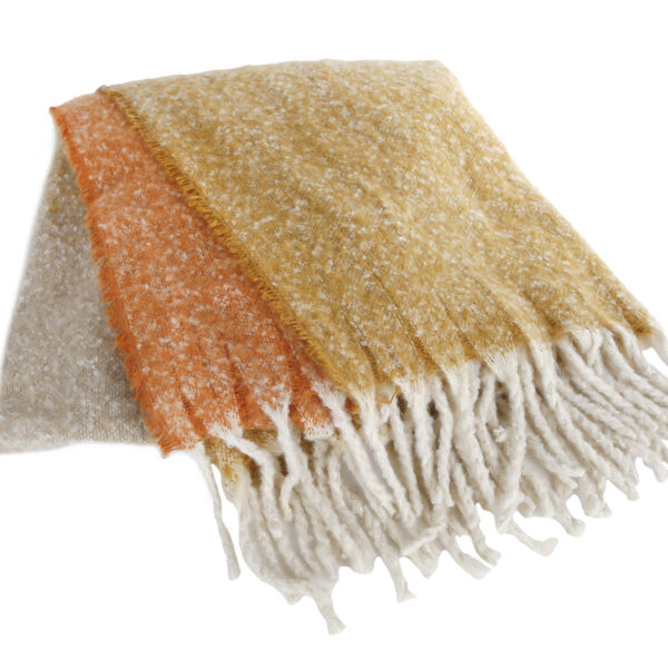 Plaid Cosy crème/oranje/oker stof 120x150x2cm