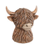 Spaarpot Highlander bruin polystone 11x11x12cm