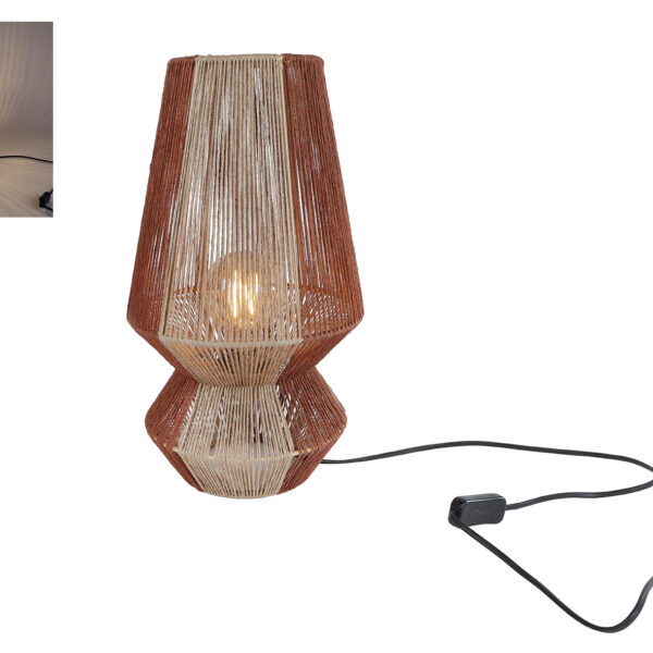 Tafellamp Febe L beige/terra metaal/jute 23x23x40,5cm