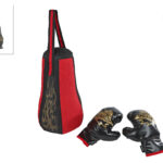 Gametime bokszak met bokshandschoenen in opbergnet 40cm