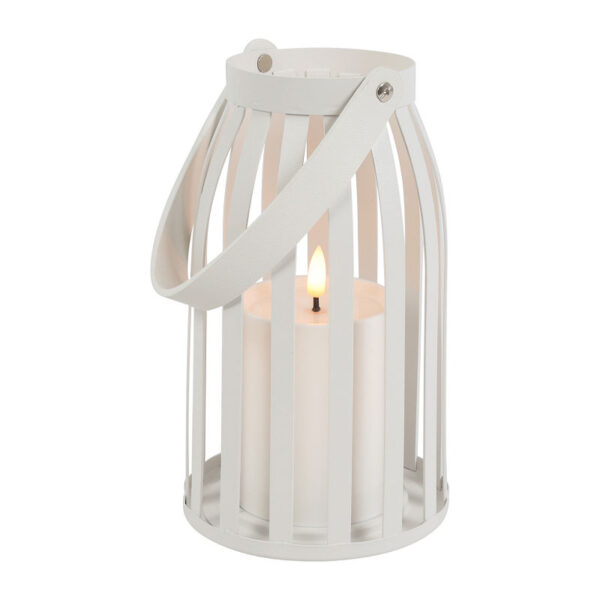 Countryfield Windlicht m/LED kaars Leon S wit 12x12x20cm