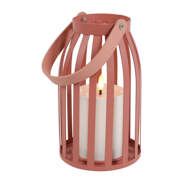 Countryfield Windlicht m/LED kaars Leon S roze 12x12x20cm
