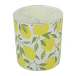 Countryfield Theelichthouder citroen Lieve wit/geel 7x7x8cm