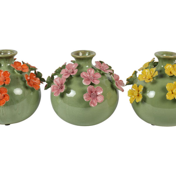 Countryfield Vaas Fleur M a3 geel/groen/roze 17x17x15cm