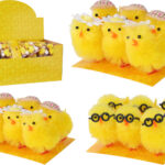 Chenillke kuikens 5cm 6 stuks in display