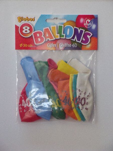 Ballonnen cijfer 40 no. 12 eenzijdig 8 stuks