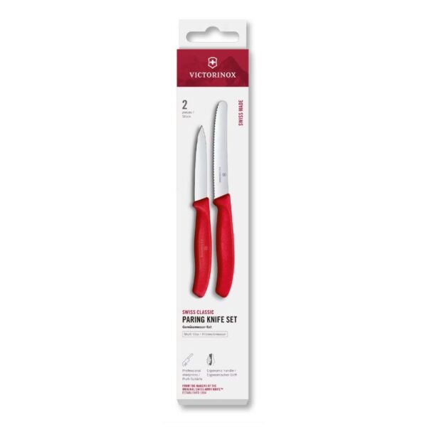 Victorinox Classic schilmes/tafelmes glad/kartel set - rood