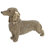 Sculptuur Teckel glinster goud polystone 18,5x6x12cm