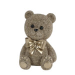 Sculptuur Teddybeer glinster goud polystone 12,5x11x17,5cm