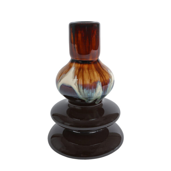 Kandelaar Riley bruin aardewerk 11x11x16cm