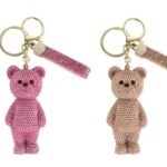 Sleutelhanger Teddybeer glinster goud polystone 14x4x3cm ass