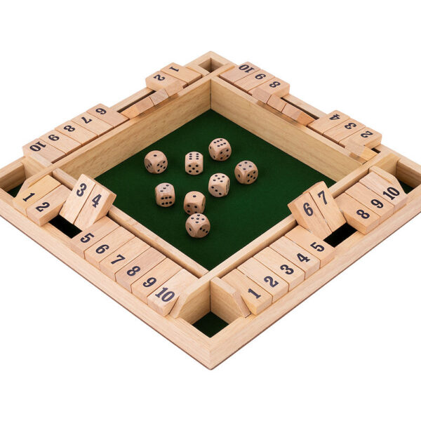 Shut the box (4 spelers) 29x29x3,5cm - Rubberhout