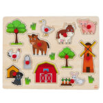 Houten knopjespuzzel +/- 30x22,5cm - Boerderij
