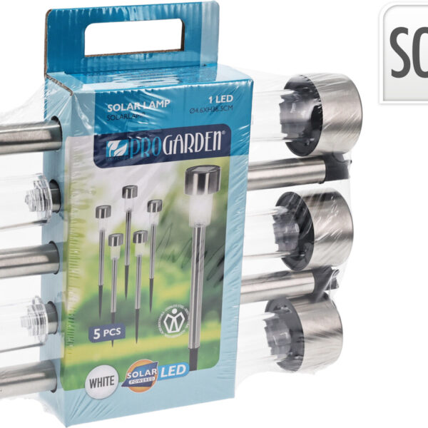 Solarlamp RVS 36cm set 5 stuks