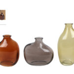 Vaas Lou set 3 stuks3 bruin/groen/grijs a3 glass 33x16x6cm